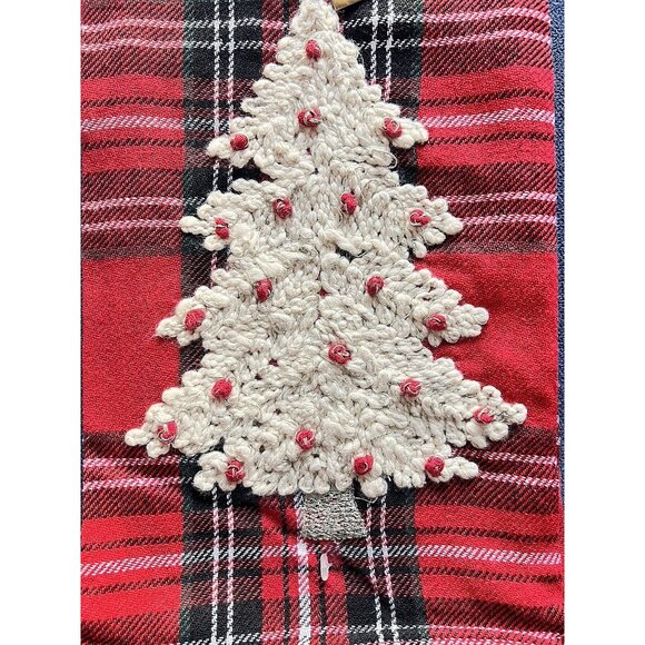 TARTAN PLAID CHRISTMAS Tree Dish Kitchen Towel Set of 2 Embroidered 20" x 28 - Picture 2 of 8